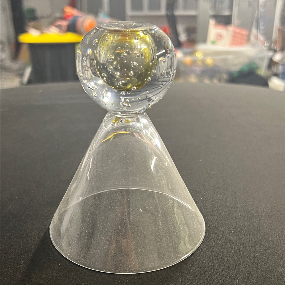 Elegant Glass Art Sculpture with Gold Accents